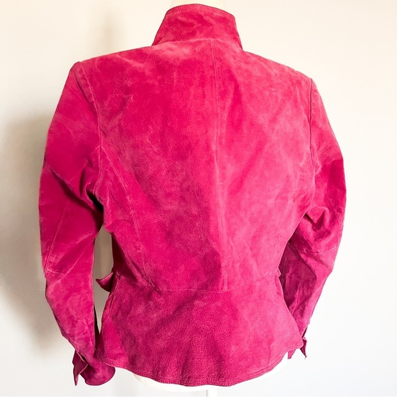 Barbiecore Hot Pink Genuine Leather Suede Jacket - Picture 4 of 6
